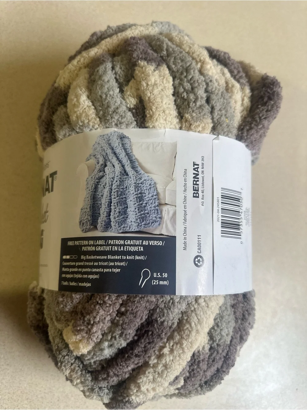Bernat Blanket Yarn Big Silver Steel 100% Polyester #7 Jumbo Chunky Style 51058